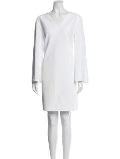 Pre-owned Tibi V-neck Mini Dress In White