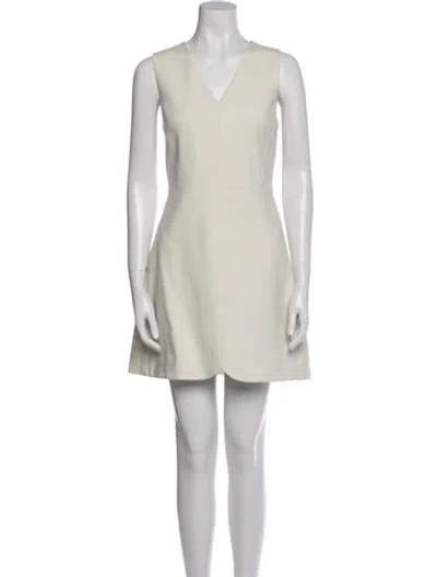 Pre-owned Tibi V-neck Mini Dress In White