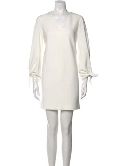 Pre-owned Tibi V-neck Mini Dress In White