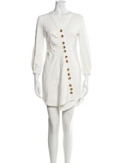 Pre-owned Tibi V-neck Mini Dress In White
