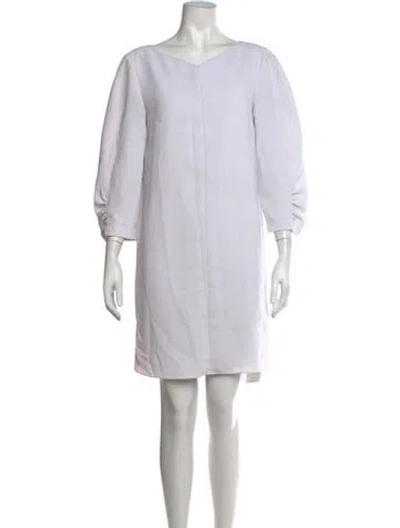 Pre-owned Tibi V-neck Mini Dress In White