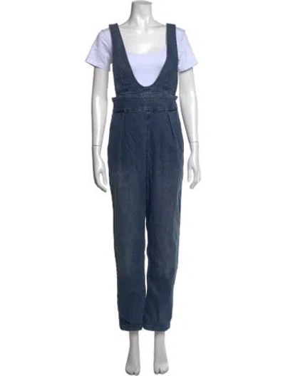 Pre-owned Tibi V-neck Overalls In Blue