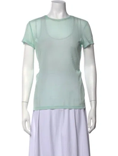 Pre-owned Tibi V-neck Short Sleeve Blouse In Blue