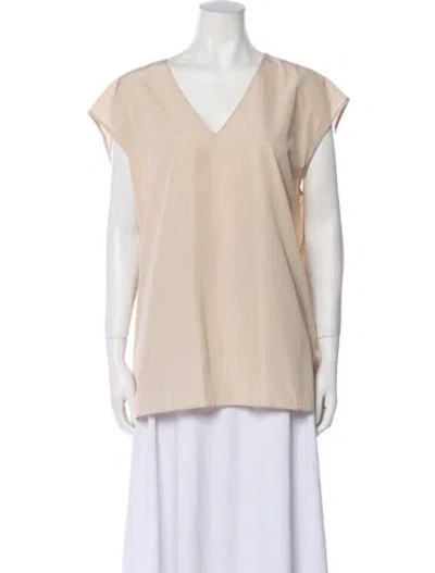 Pre-owned Tibi V-neck Short Sleeve Blouse W/ Tags In Neutral