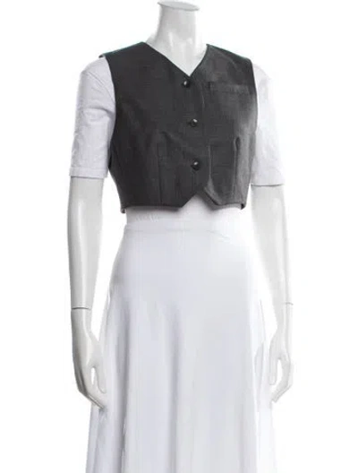 Pre-owned Tibi V-neck Short Sleeve Button-up Top