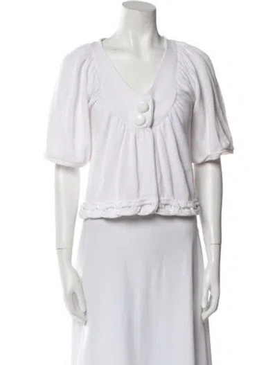 Pre-owned Tibi V-neck Short Sleeve Crop Top In Neutral