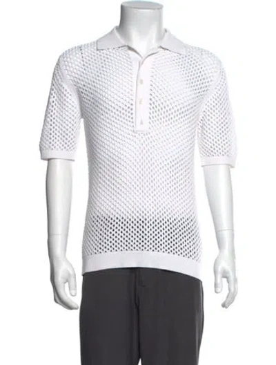 Pre-owned Tibi V-neck Short Sleeve Polo Sweater In White