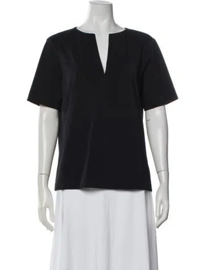 Pre-owned Tibi V-neck Short Sleeve Top In Black