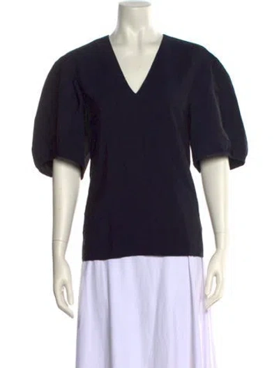 Pre-owned Tibi V-neck Short Sleeve Top In Blue