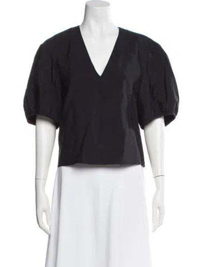 Pre-owned Tibi V-neck Short Sleeve Top In Blue