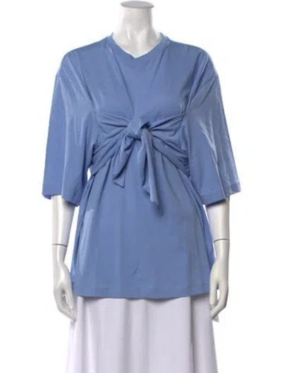 Pre-owned Tibi V-neck Short Sleeve Top In Blue