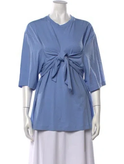 Pre-owned Tibi V-neck Short Sleeve Top In Blue