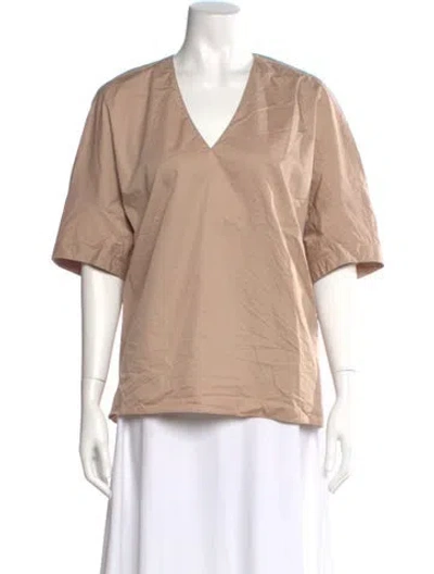 Pre-owned Tibi V-neck Short Sleeve Top In Neutral