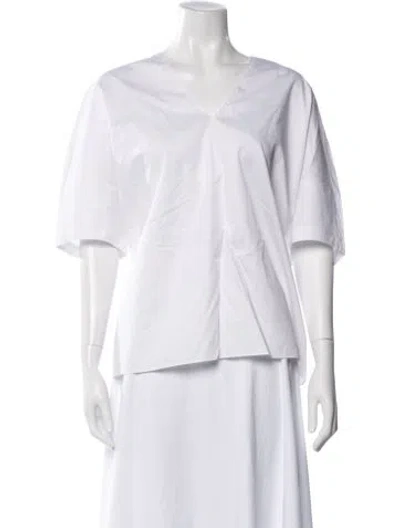 Pre-owned Tibi V-neck Short Sleeve Top In Neutral