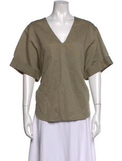 Pre-owned Tibi V-neck Short Sleeve Top In Neutrals