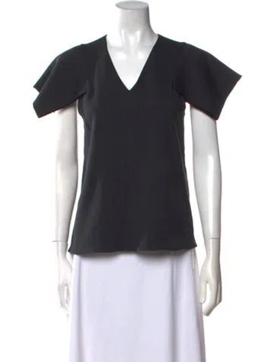 Pre-owned Tibi V-neck Short Sleeve Top W/ Tags In Black