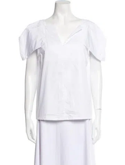 Pre-owned Tibi V-neck Short Sleeve Top W/ Tags In White
