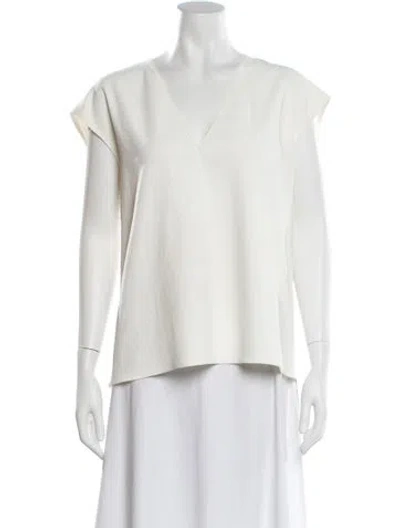 Pre-owned Tibi V-neck Short Sleeve Top In White