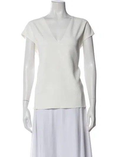 Pre-owned Tibi V-neck Short Sleeve Top In White