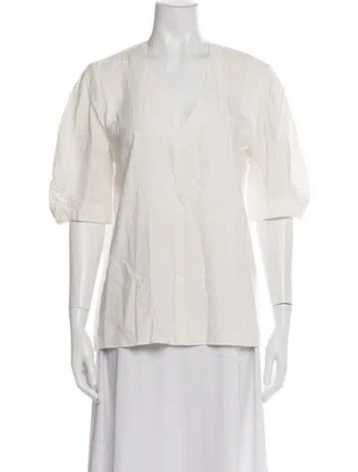 Pre-owned Tibi V-neck Short Sleeve Top In White