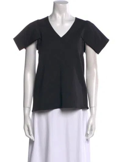 Pre-owned Tibi V-neck Short Sleeve T-shirt In Black