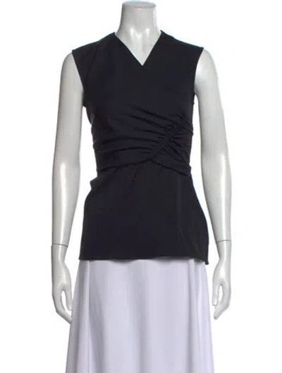 Pre-owned Tibi V-neck Sleeveless Blouse In Black