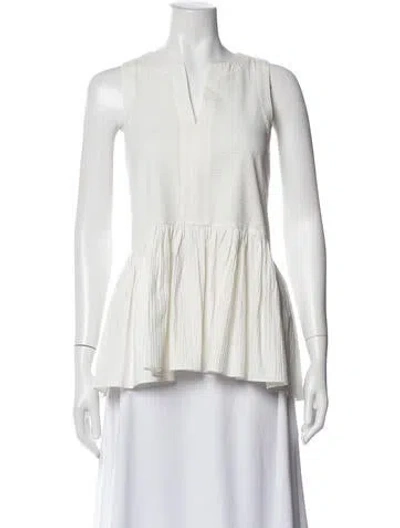Pre-owned Tibi V-neck Sleeveless Blouse In White