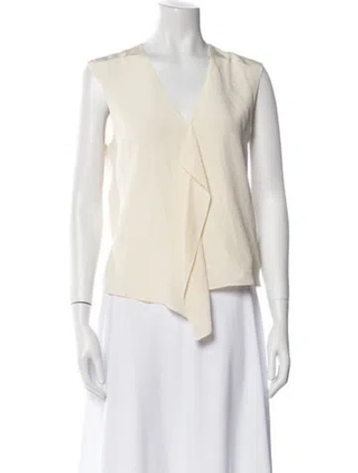 Pre-owned Tibi V-neck Sleeveless Blouse In White