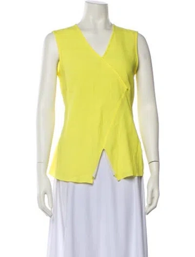 Pre-owned Tibi V-neck Sleeveless Blouse In Yellow