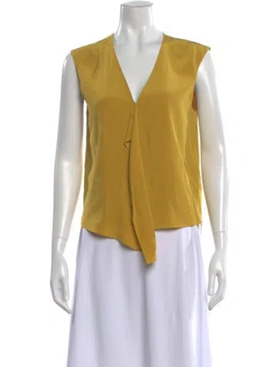 Pre-owned Tibi V-neck Sleeveless Blouse In Yellow