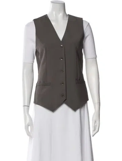 Pre-owned Tibi V-neck Sleeveless Button-up Top W/ Tags In Green