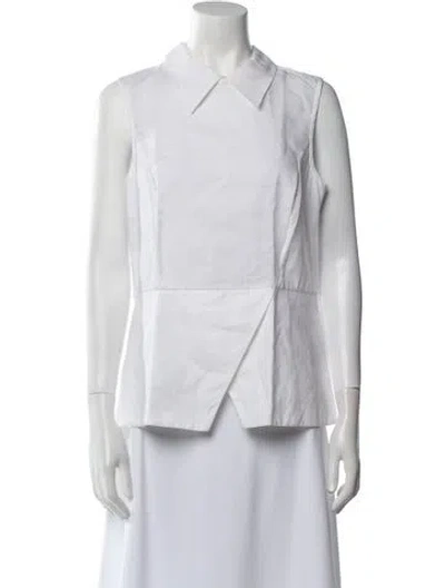 Pre-owned Tibi V-neck Sleeveless Button-up Top In White