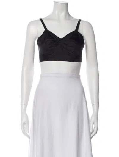 Pre-owned Tibi V-neck Sleeveless Crop Top W/ Tags In Black