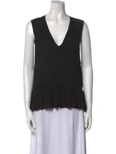 Pre-owned Tibi V-neck Sleeveless Top In Black
