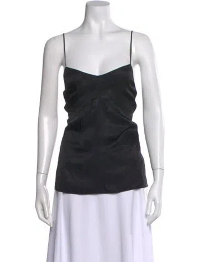 Pre-owned Tibi V-neck Sleeveless Top In Black