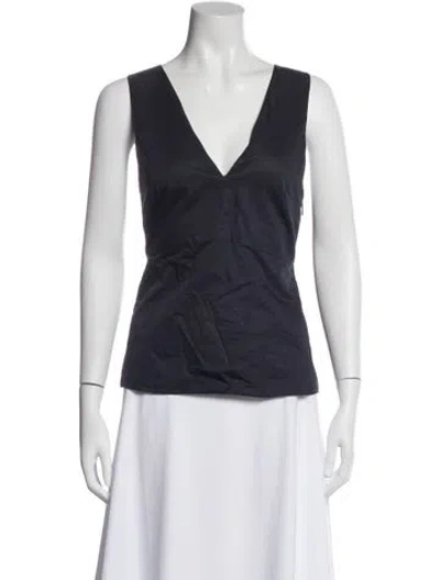 Pre-owned Tibi V-neck Sleeveless Top In Black