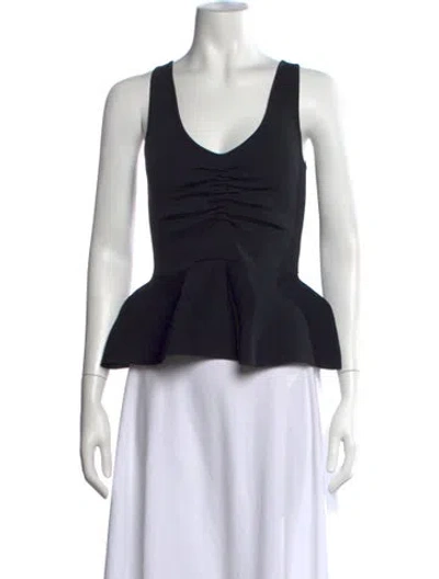 Pre-owned Tibi V-neck Sleeveless Top In Black