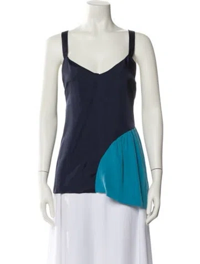 Pre-owned Tibi V-neck Sleeveless Top In Blue