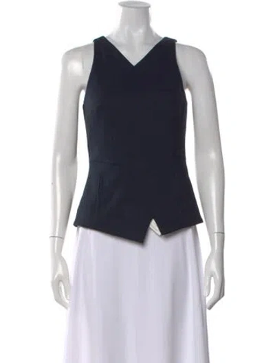 Pre-owned Tibi V-neck Sleeveless Top In Blue