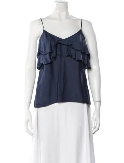 Pre-owned Tibi V-neck Sleeveless Top In Blue