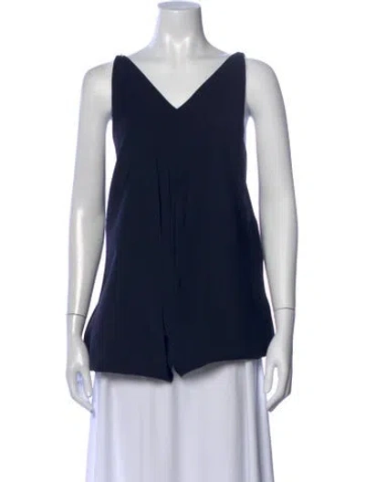 Pre-owned Tibi V-neck Sleeveless Top In Blue