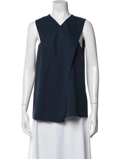 Pre-owned Tibi V-neck Sleeveless Top In Blue