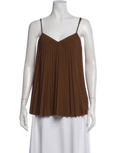 Pre-owned Tibi V-neck Sleeveless Top In Brown