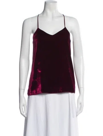 Pre-owned Tibi V-neck Sleeveless Top In Burgundy