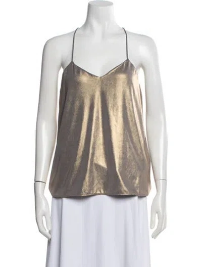 Pre-owned Tibi V-neck Sleeveless Top In Gold