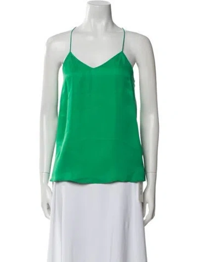 Pre-owned Tibi V-neck Sleeveless Top In Green