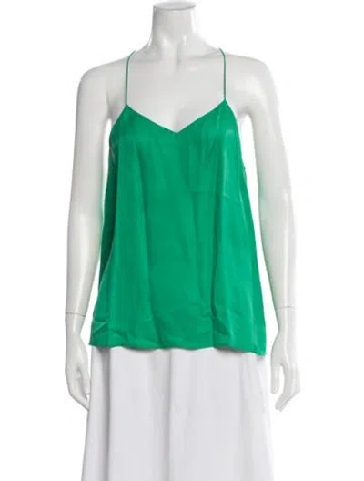 Pre-owned Tibi V-neck Sleeveless Top In Green