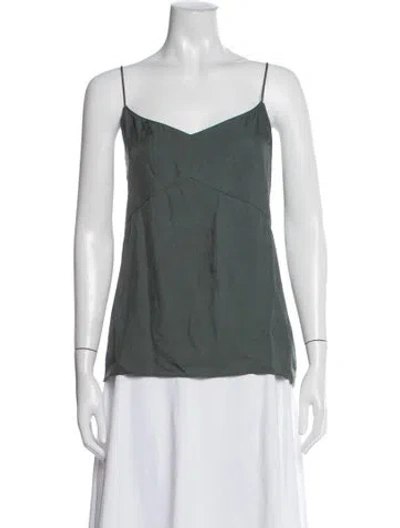 Pre-owned Tibi V-neck Sleeveless Top In Green
