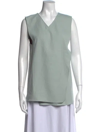 Pre-owned Tibi V-neck Sleeveless Top In Green