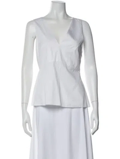 Pre-owned Tibi V-neck Sleeveless Top In White